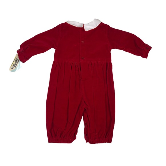Vintage Carriage Boutique Red Velour Pleated Romper size 3 months - Picture 7 of 13
